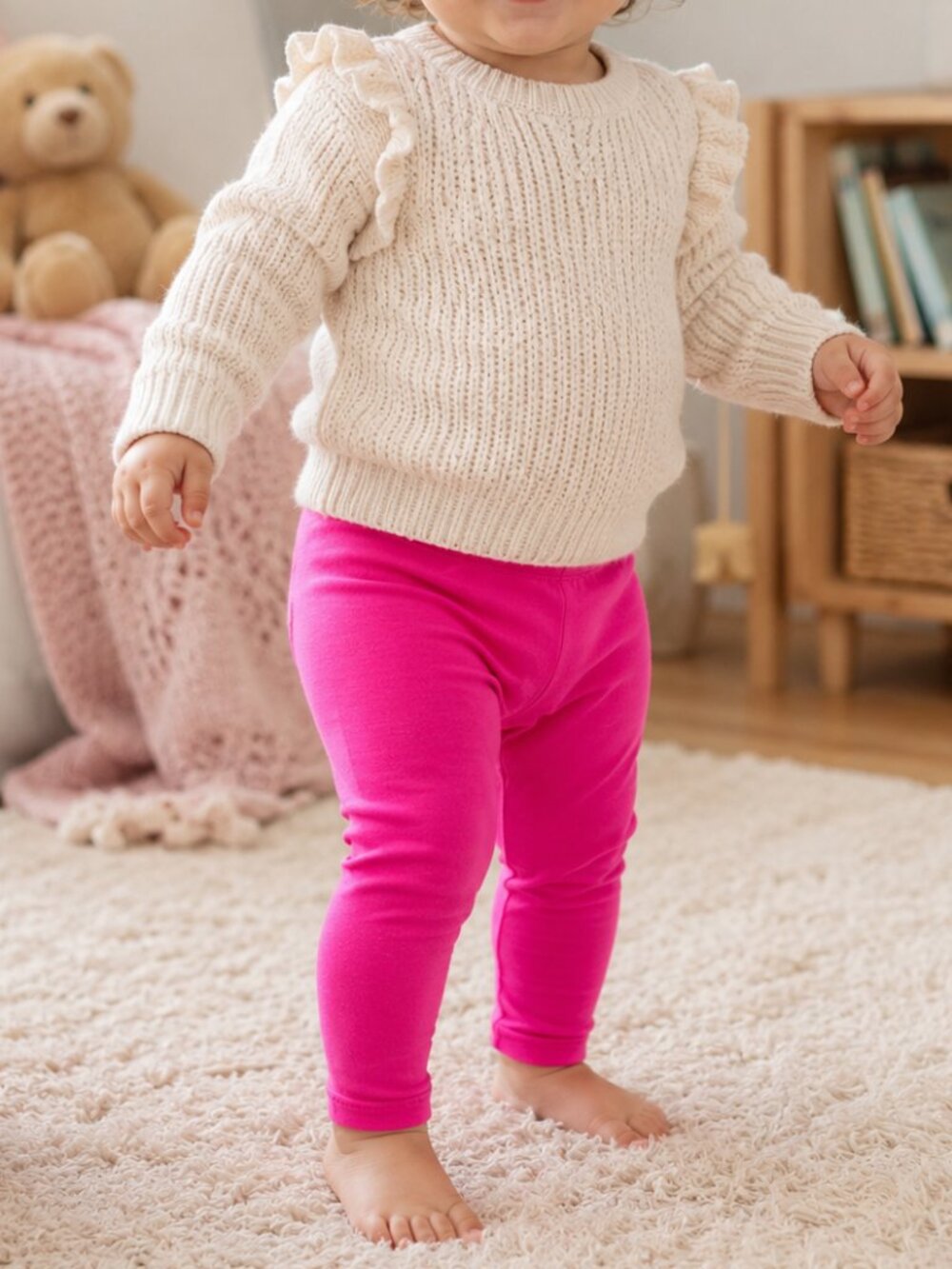 Cat & Jack Toddler Leggings 12M Pink Tough Knee Cotton Durable Stretch New